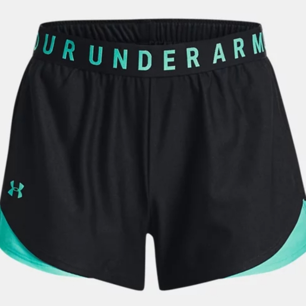 ! NWT ! Under Armour Play Up Shorts 3.0 - Women's Large Black / Neptune